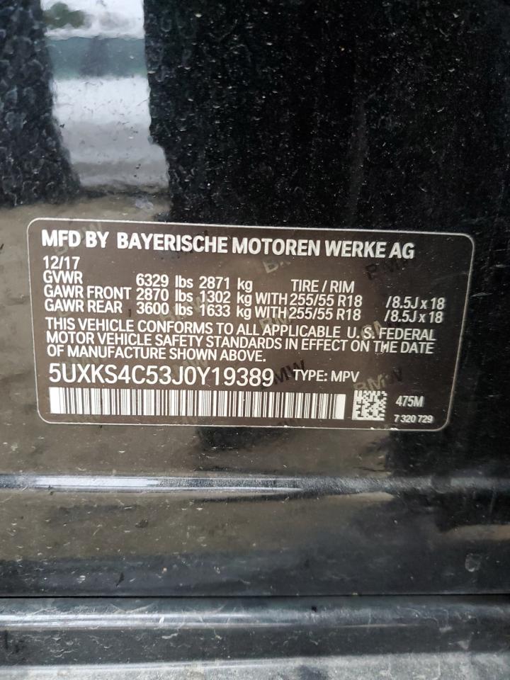 2018 BMW X5 VIN 5UXKS4C53J0Y19389 Copart auction photo, mechanical / front end damage thumbnail 14