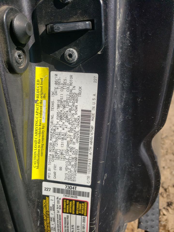 2011 Toyota Tacoma VIN 5TFUU4EN8BX001893 Copart auction photo, front end damage thumbnail 12