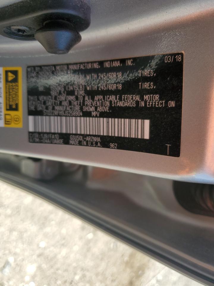 2018 Toyota Highlander VIN 5TDZZRFH9JS258904 Copart auction photo, all over / undercarriage damage thumbnail 13