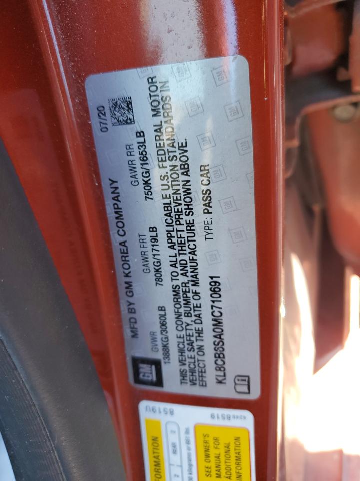 2021 Chevrolet Spark VIN KL8CB6SA0MC710691 Copart auction photo, front end damage thumbnail 12