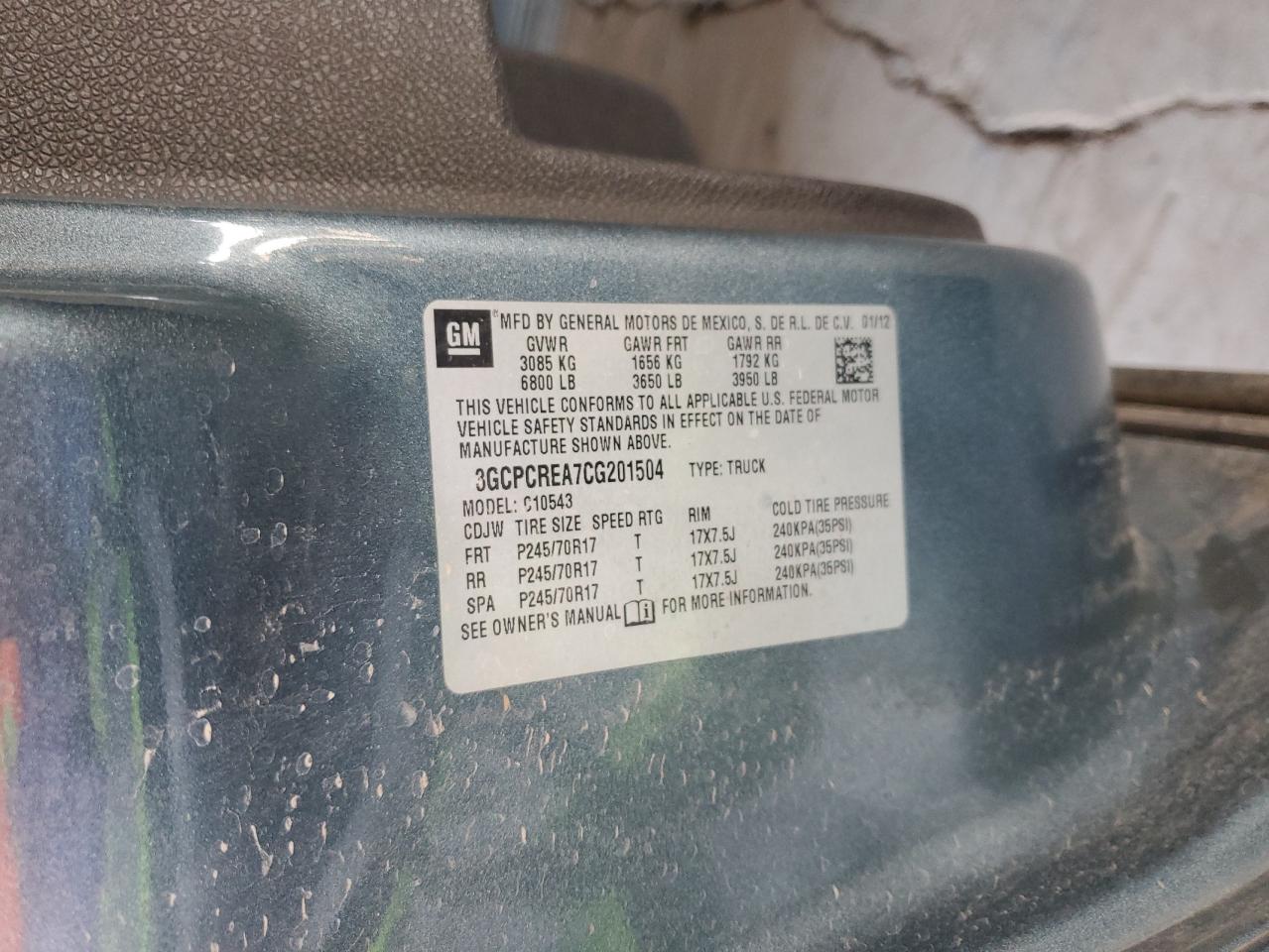 2012 Chevrolet Silverado VIN 3GCPCREA7CG201504 Copart auction photo, all over damage thumbnail 14