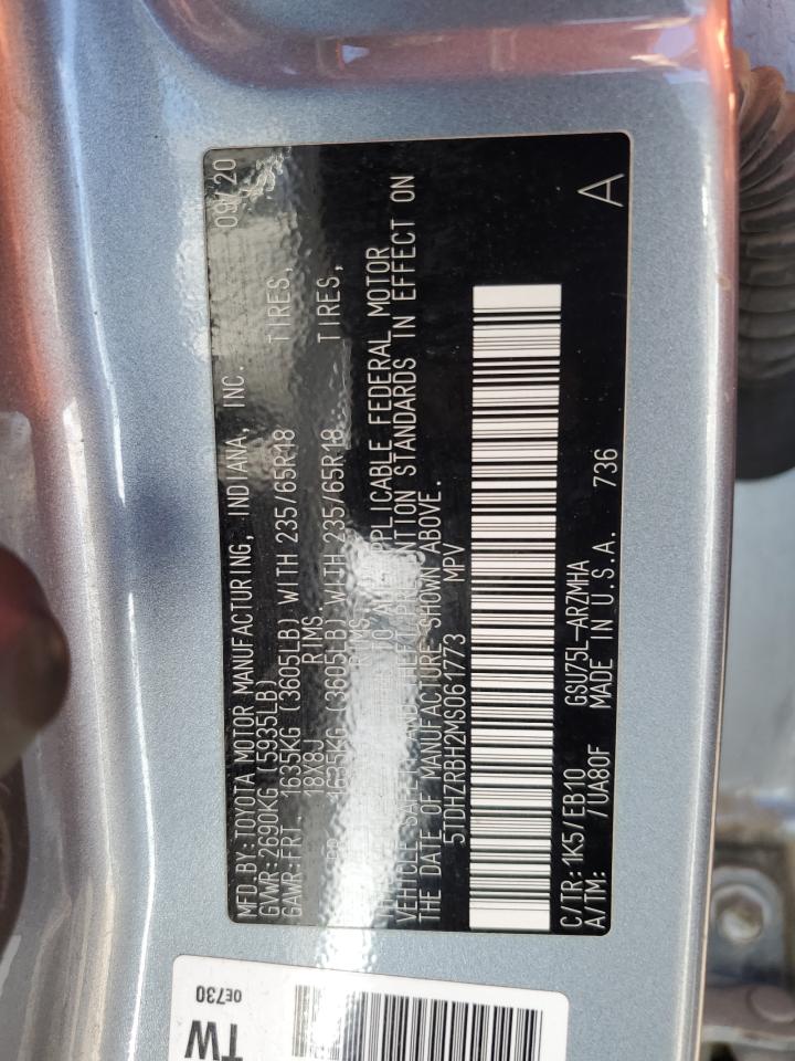 2021 Toyota Highlander VIN 5TDHZRBH2MS061773 Copart auction photo, rear end / front end damage thumbnail 14