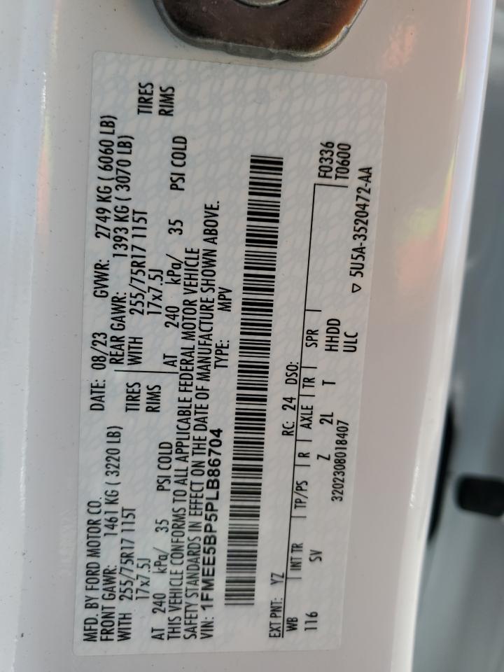 2023 Ford Bronco VIN 1FMEE5BP5PLB86704 Copart auction photo, side damage thumbnail 12