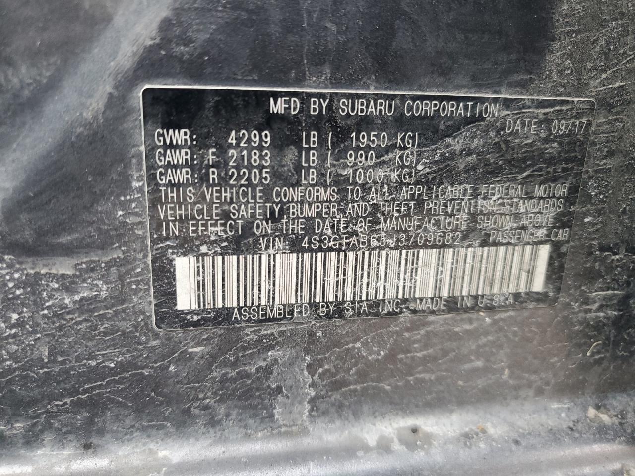 2018 Subaru Impreza VIN 4S3GTAB65J3709682 Copart auction photo, side damage thumbnail 12