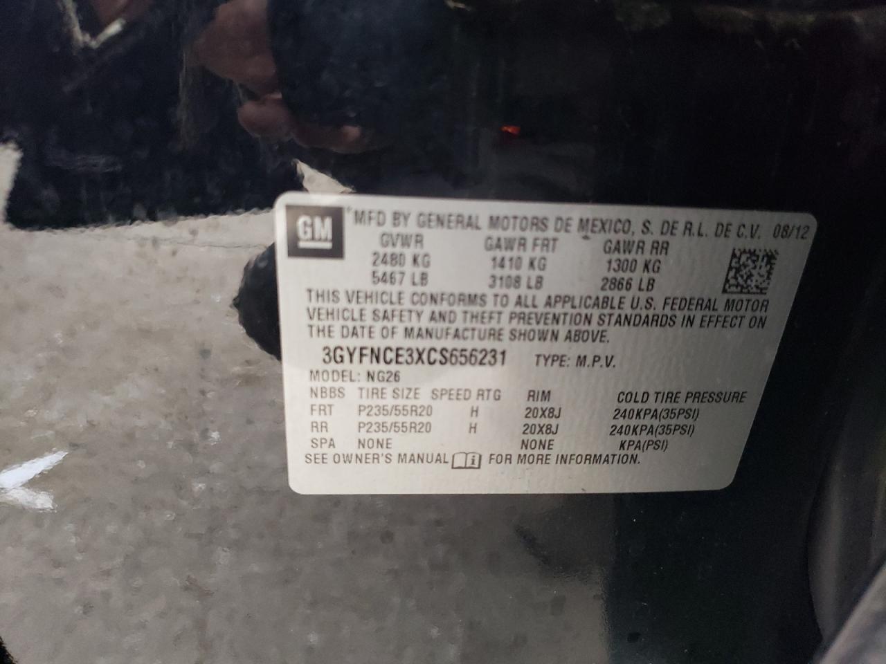 2012 Cadillac SRX VIN 3GYFNCE3XCS656231 Copart auction photo, burn - engine / front end damage thumbnail 14