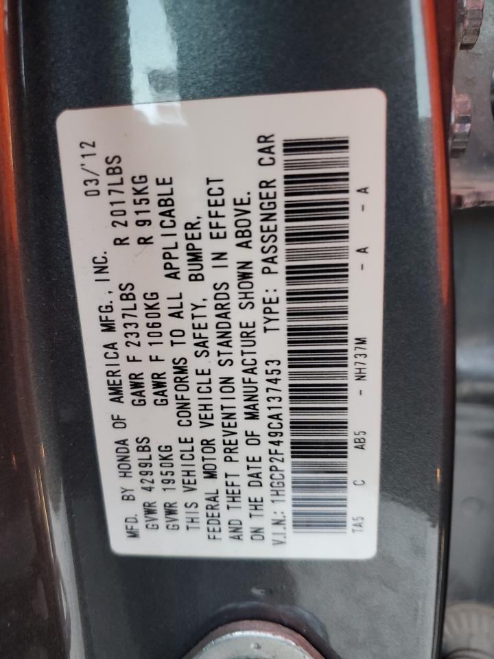 2012 Honda Accord VIN 1HGCP2F49CA137453 Copart auction photo, rear end damage thumbnail 14