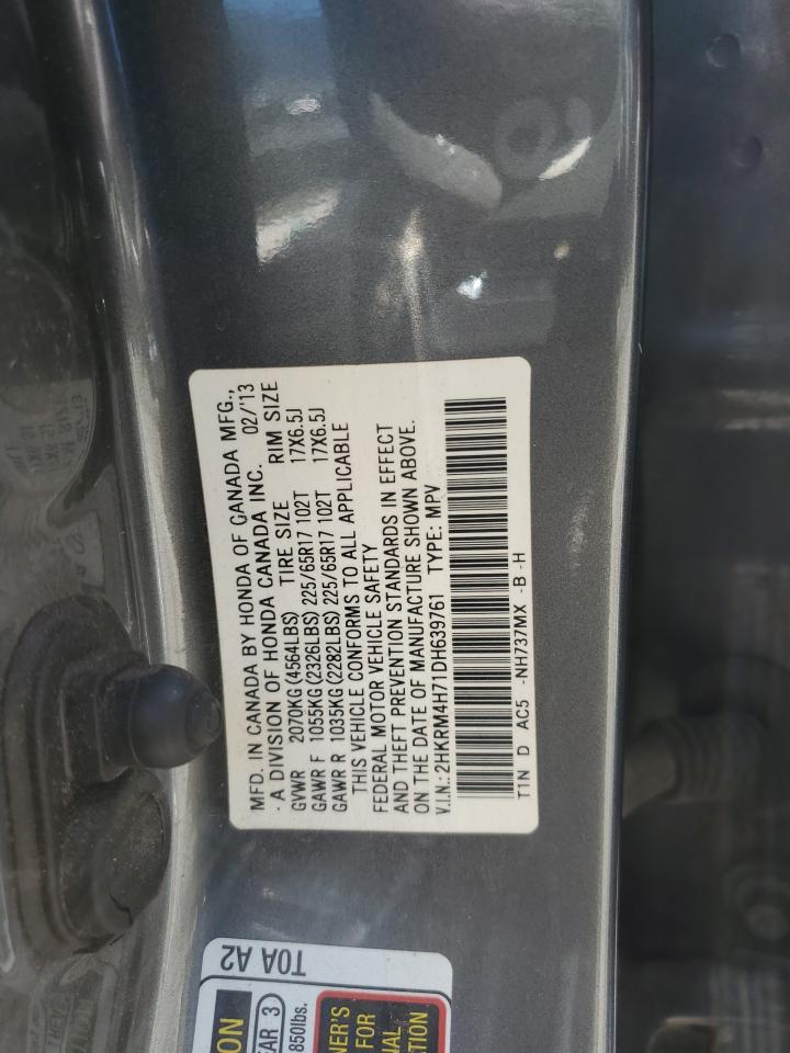 2013 Honda CR-V VIN 2HKRM4H71DH639761 Copart auction photo, all over damage thumbnail 14