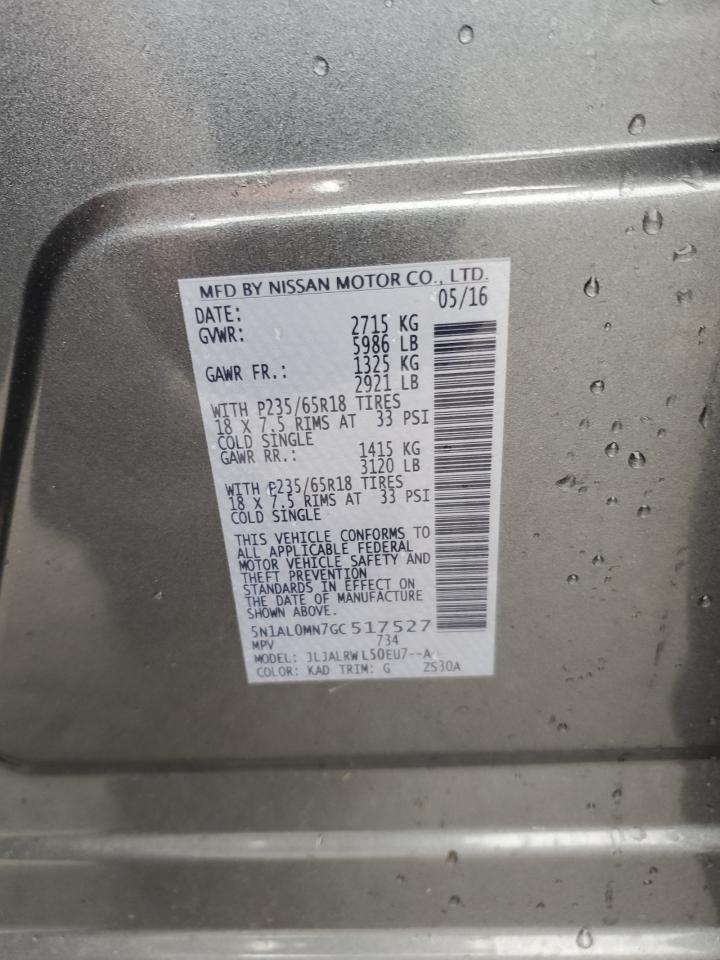 2016 Infiniti QX60 VIN 5N1AL0MN7GC517527 Copart auction photo, front end damage thumbnail 14