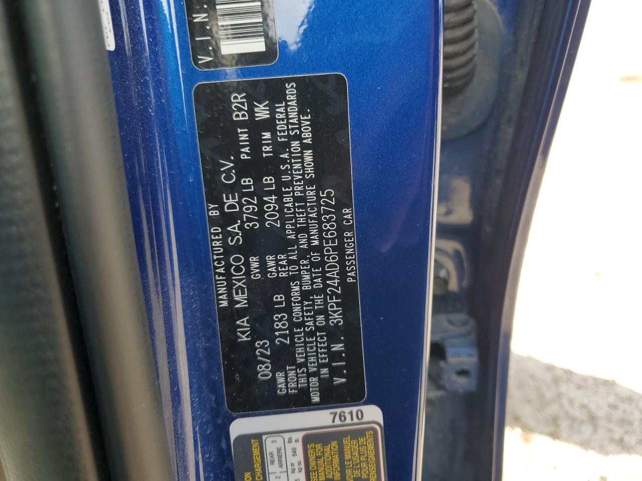 2023 KIA Forte VIN 3KPF24AD6PE683725 Copart auction photo, front end damage thumbnail 14