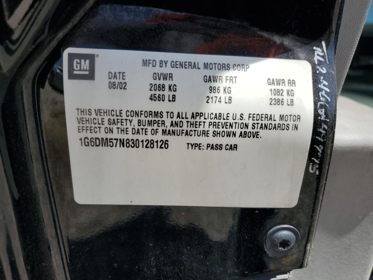 2003 Cadillac CTS VIN 1G6DM57N830128126 Copart auction photo, hail damage thumbnail 12