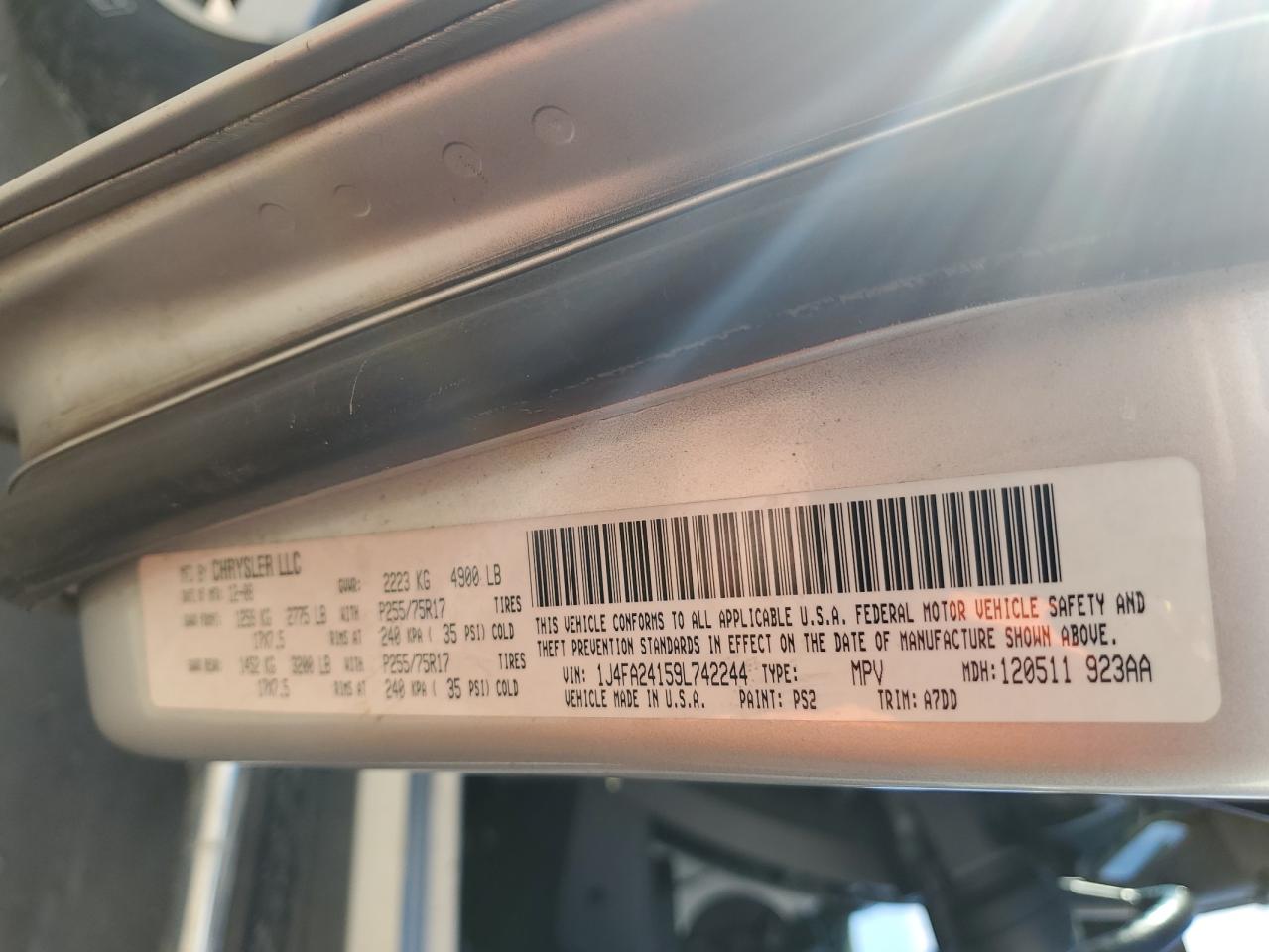 2009 Jeep Wrangler VIN 1J4FA24159L742244 Copart auction photo, all over damage thumbnail 12