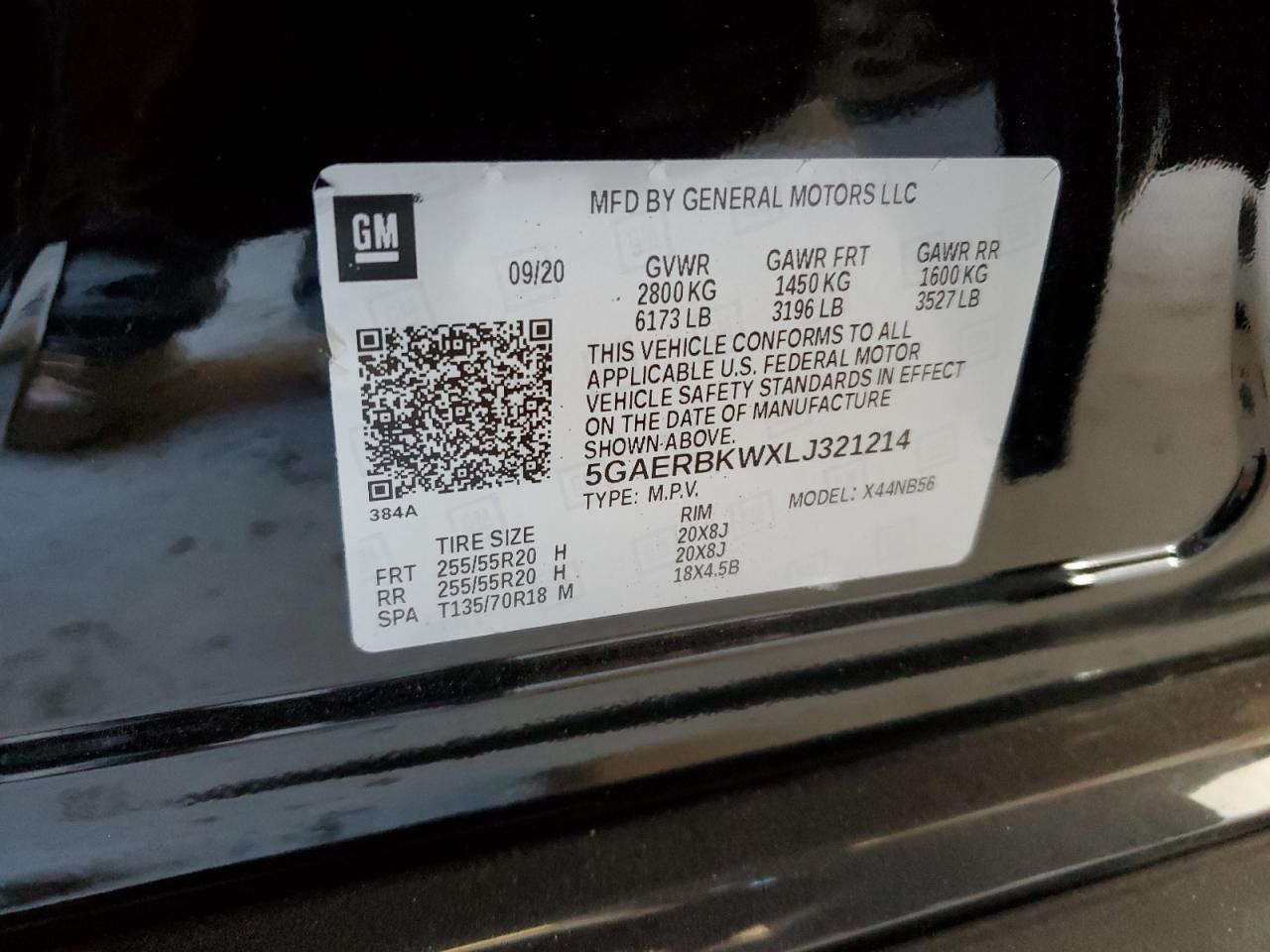 2020 Buick Enclave VIN 5GAERBKWXLJ321214 Copart auction photo, side / front end damage thumbnail 13