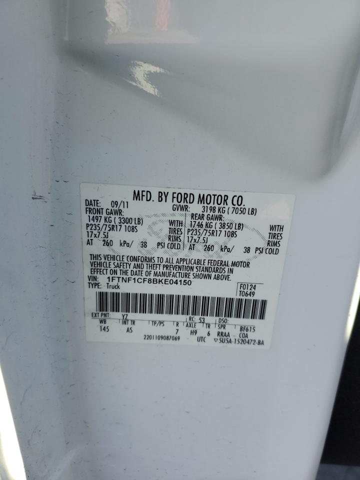 2011 Ford F-150 VIN 1FTNF1CF8BKE04150 Copart auction photo, normal wear damage thumbnail 12