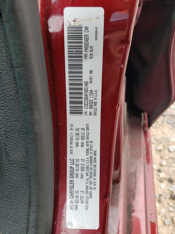 2015 Chrysler 200 VIN 1C3CCCBG4FN551466 Copart auction photo, stripped damage thumbnail 12