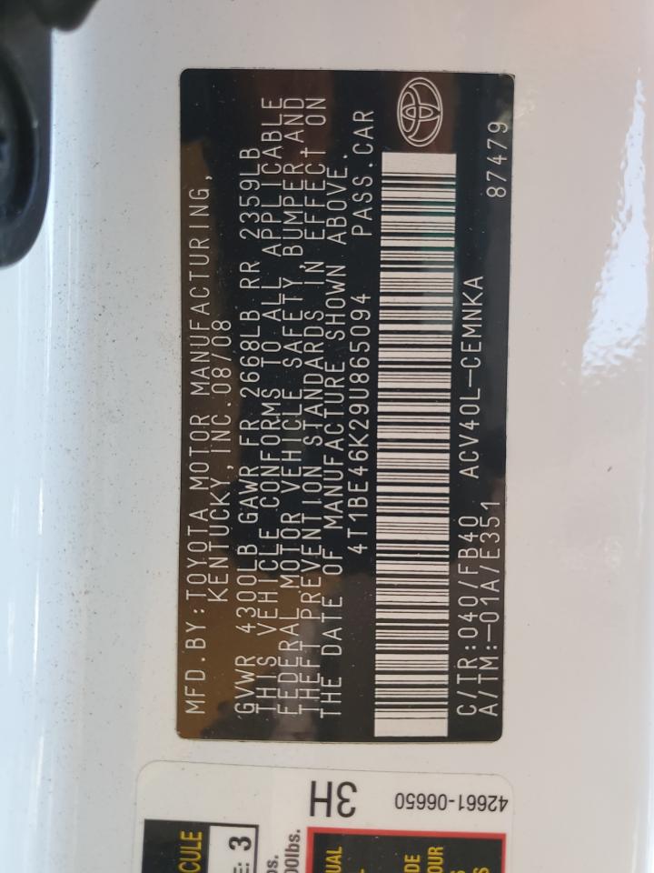 2009 Toyota Camry VIN 4T1BE46K29U865094 Copart auction photo, front end / rear end damage thumbnail 13