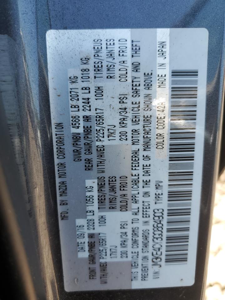 2016 Mazda CX-5 VIN JM3KE4CY3G0864903 Copart auction photo, front end / side damage thumbnail 15