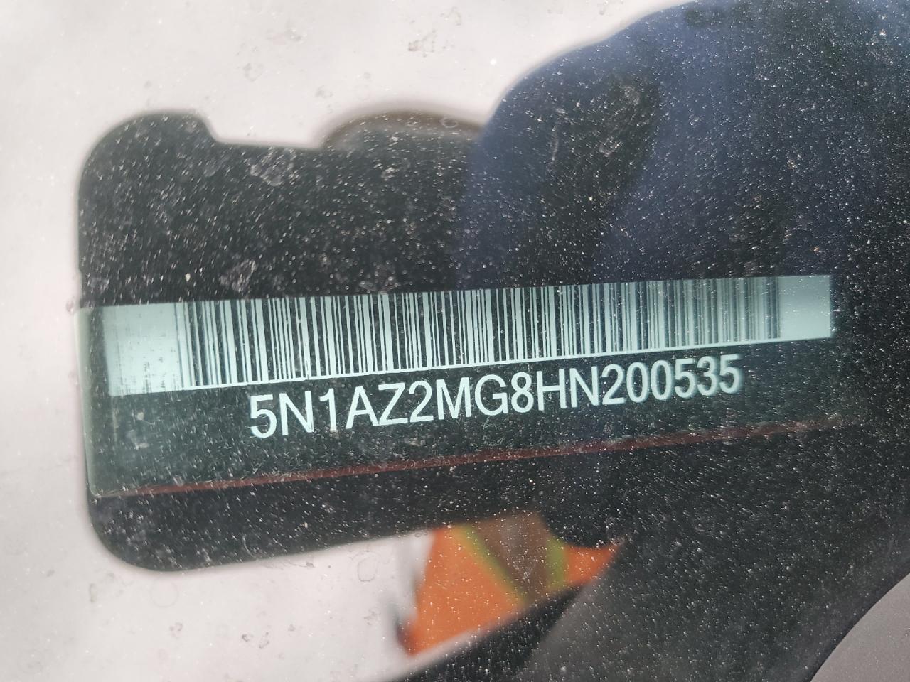 2017 Nissan Murano VIN 5N1AZ2MG8HN200535 Copart auction photo, side damage thumbnail 13