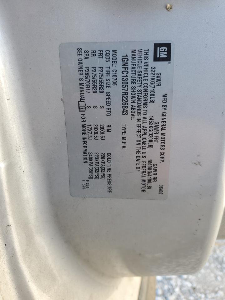 2007 Chevrolet Tahoe VIN 1GNFC13057R226843 Copart auction photo, burn damage thumbnail 13
