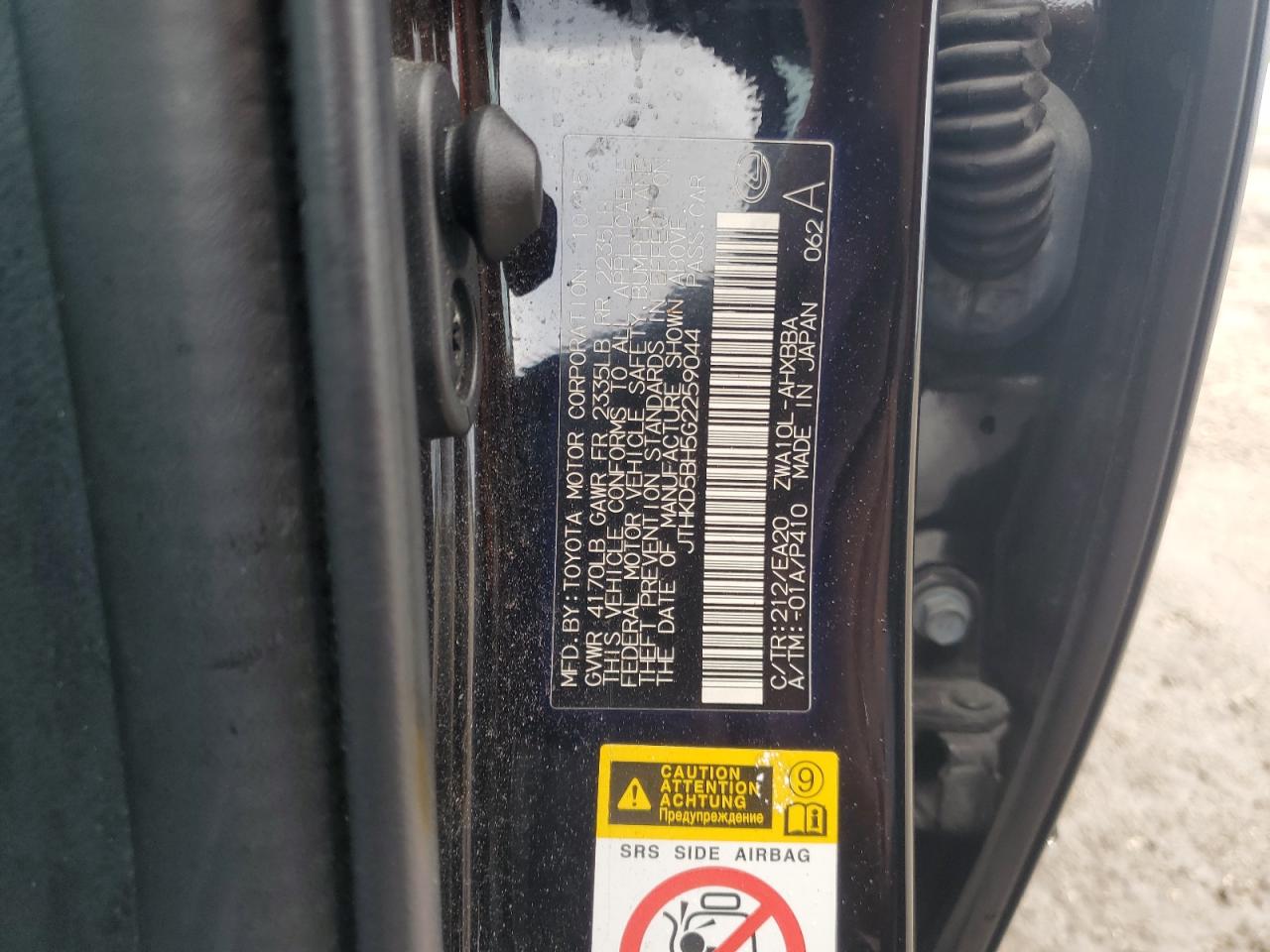 2016 Lexus CT VIN JTHKD5BH5G2259044 Copart auction photo, front end / rear end damage thumbnail 12