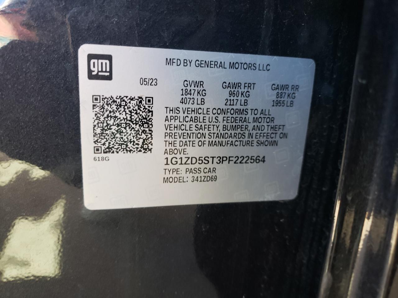 2023 Chevrolet Malibu VIN 1G1ZD5ST3PF222564 Copart auction photo, front end damage thumbnail 13
