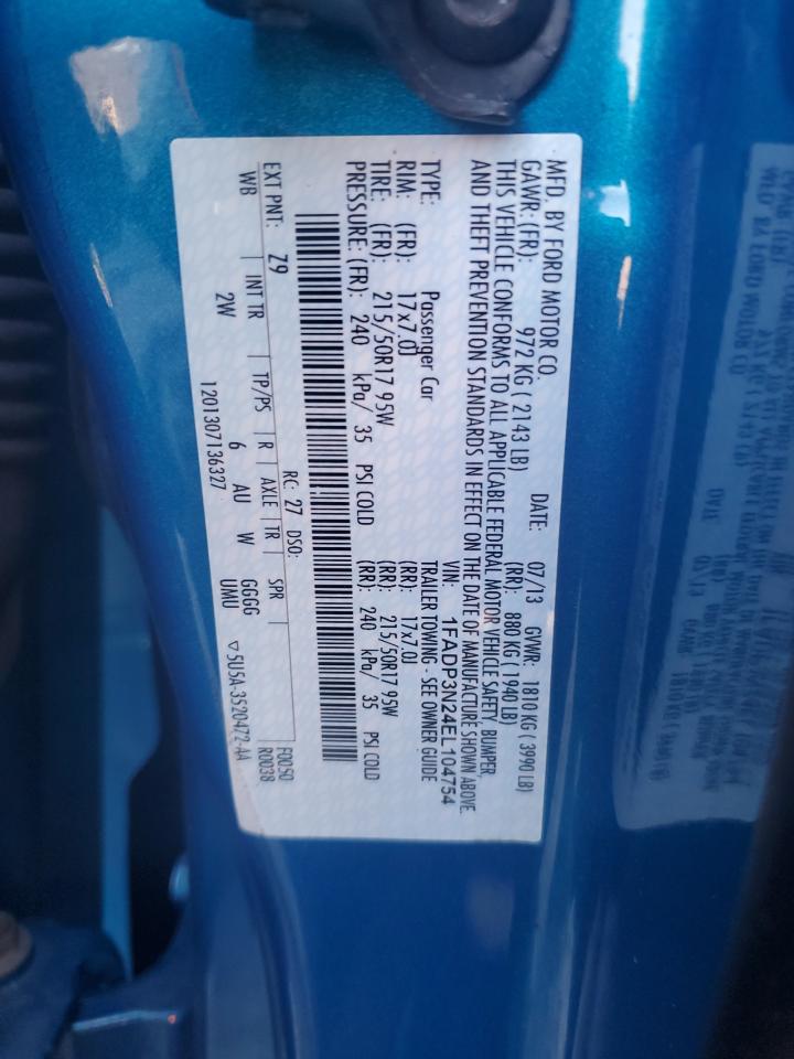 2014 Ford Focus VIN 1FADP3N24EL104754 Copart auction photo, rear end / minor dent/scratches damage thumbnail 12
