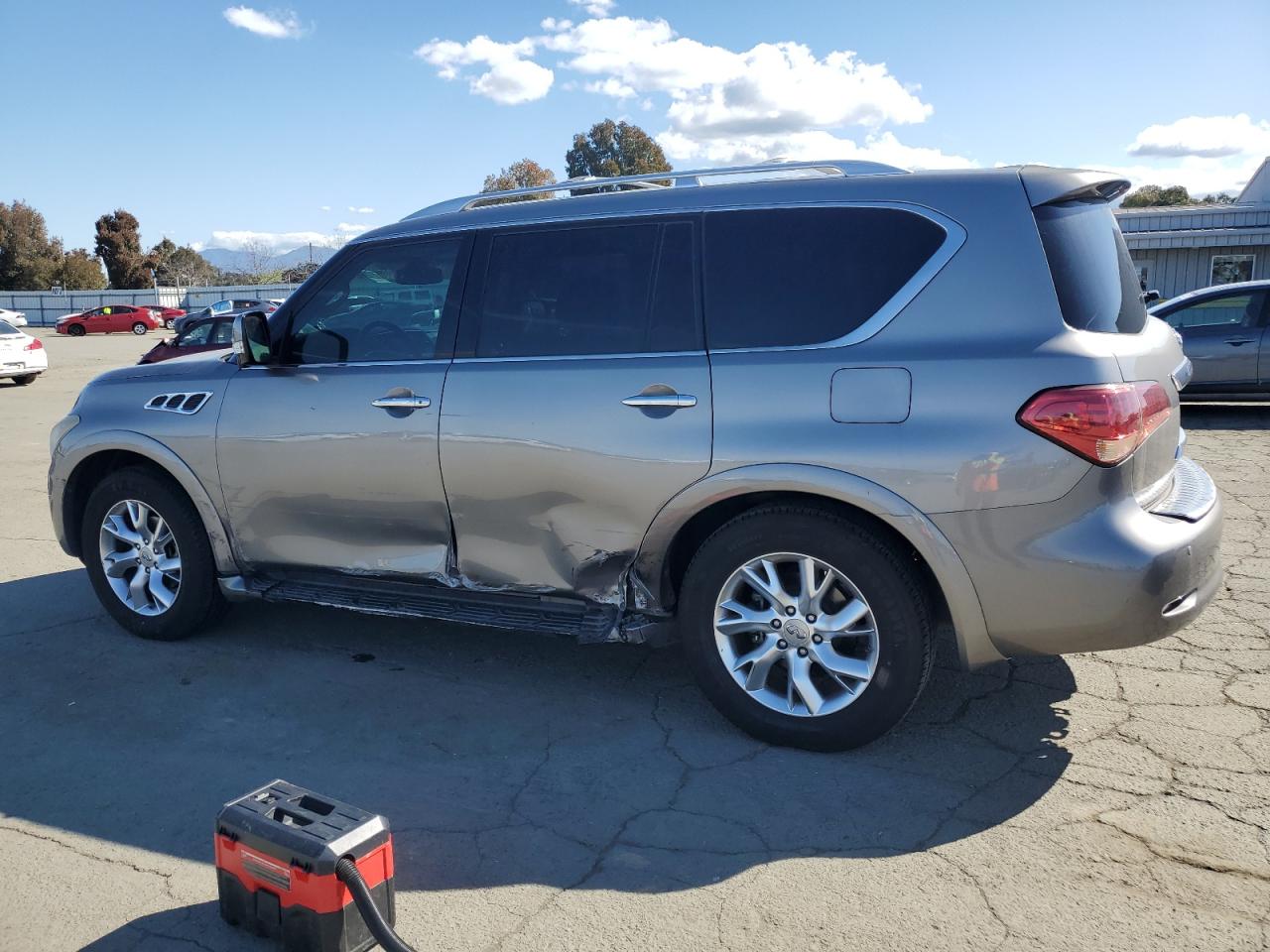 2012 Infiniti QX56 VIN JN8AZ2ND8C9715856 Copart auction photo, front end / side damage thumbnail 2