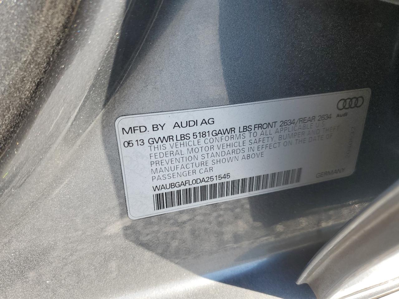 2013 Audi RS4 VIN WAUBGAFL0DA251545 Copart auction photo, front end damage thumbnail 14