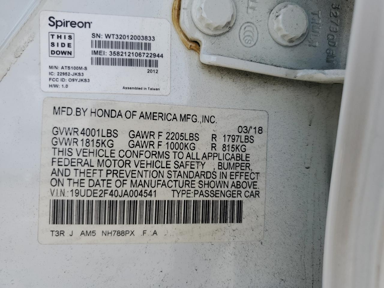 2018 Acura ILX VIN 19UDE2F40JA004541 Copart auction photo, rear end / minor dent/scratches damage thumbnail 15