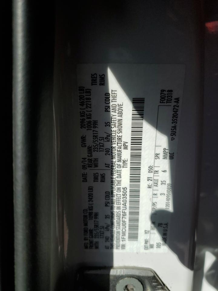 2015 Ford Escape VIN 1FMCU0F76FUA03505 Copart auction photo, front end / minor dent/scratches damage thumbnail 13