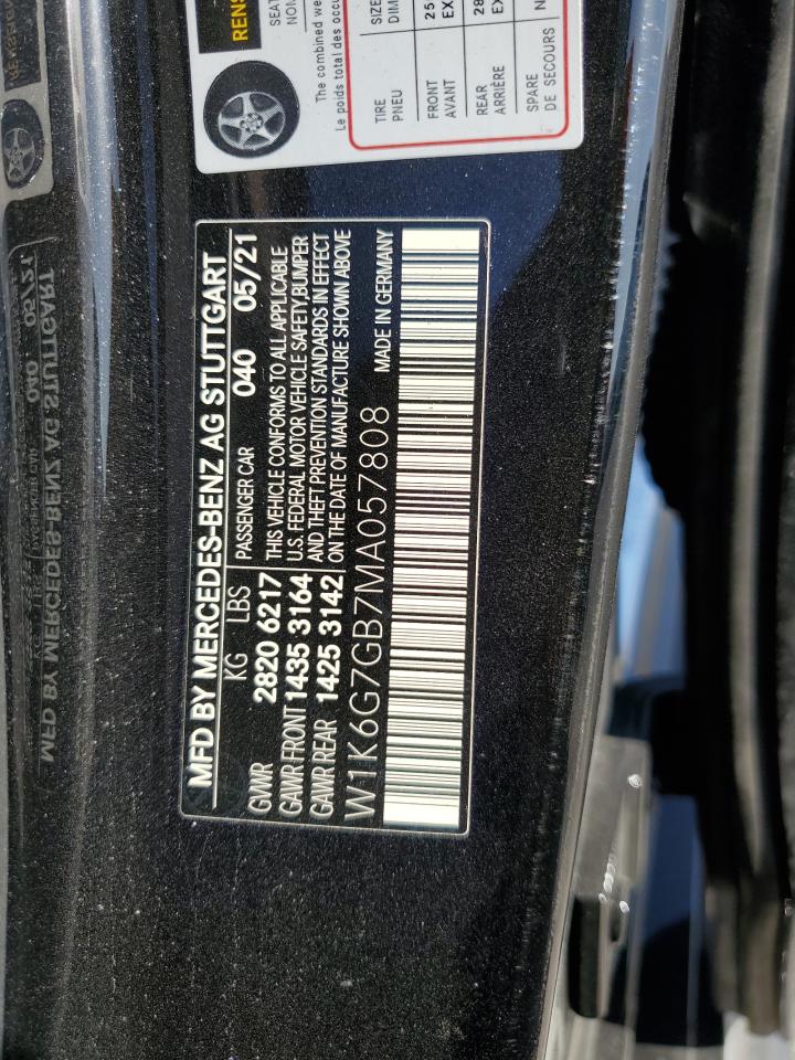 2021 Mercedes-Benz S-klasse VIN W1K6G7GB7MA057808 Copart auction photo, front end / rear end damage thumbnail 15