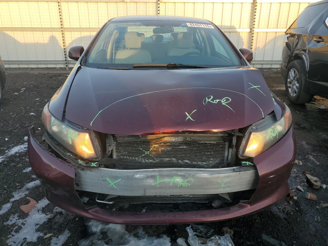 2012 Honda Civic VIN 19XFB2F50CE101375 Copart auction photo, front end / rear end damage thumbnail 5