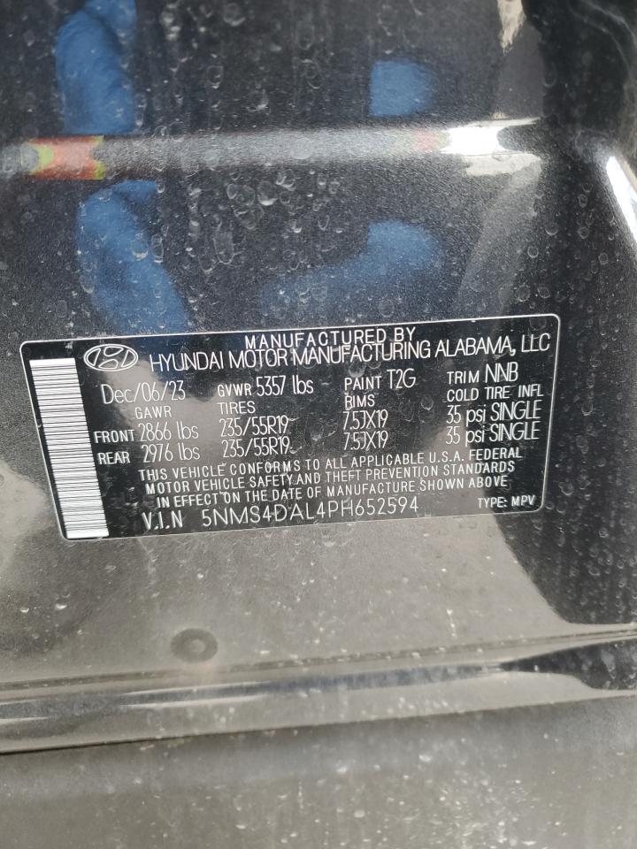 2023 Hyundai Santa Fe VIN 5NMS4DAL4PH652594 Copart auction photo, rear end damage thumbnail 13