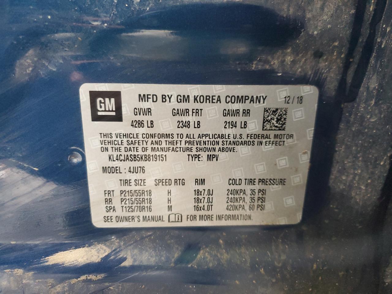 2019 Buick Encore VIN KL4CJASB5KB819151 Copart auction photo, front end / side damage thumbnail 13
