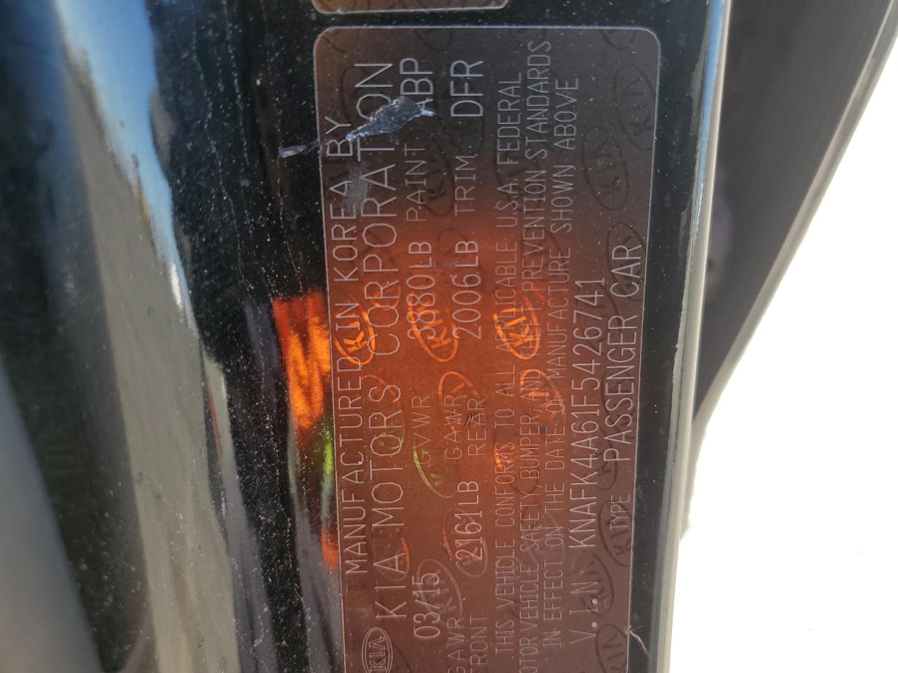 2015 KIA Forte VIN KNAFK4A61F5426741 Copart auction photo, front end / rear end damage thumbnail 12