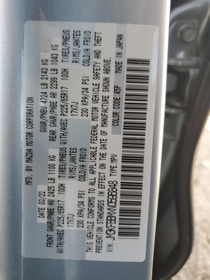 2022 Mazda CX-5 VIN JM3KFBBMXN0596848 Copart auction photo, front end / side damage thumbnail 12