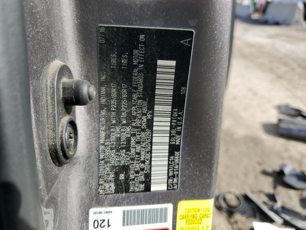 2016 Toyota Sienna VIN 5TDYK3DC1GS763297 Copart auction photo, front end damage thumbnail 14