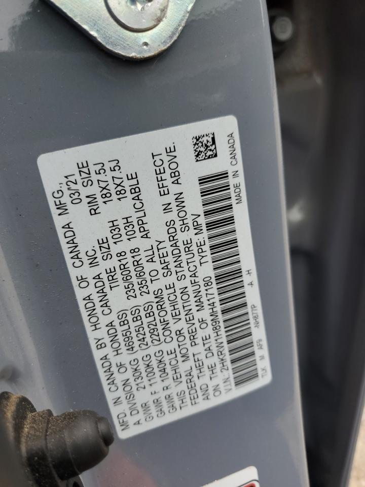 2021 Honda CR-V VIN 2HKRW1H89MH417180 Copart auction photo, all over damage thumbnail 15