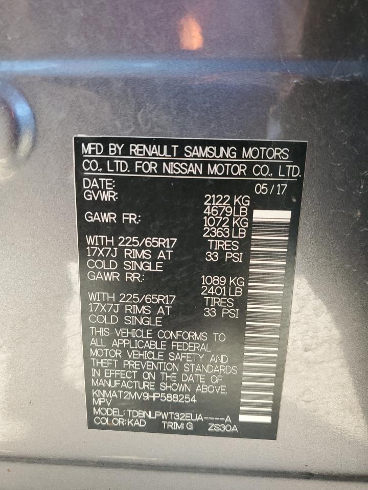 2017 Nissan Rogue VIN KNMAT2MV9HP588254 Copart auction photo, front end damage thumbnail 13