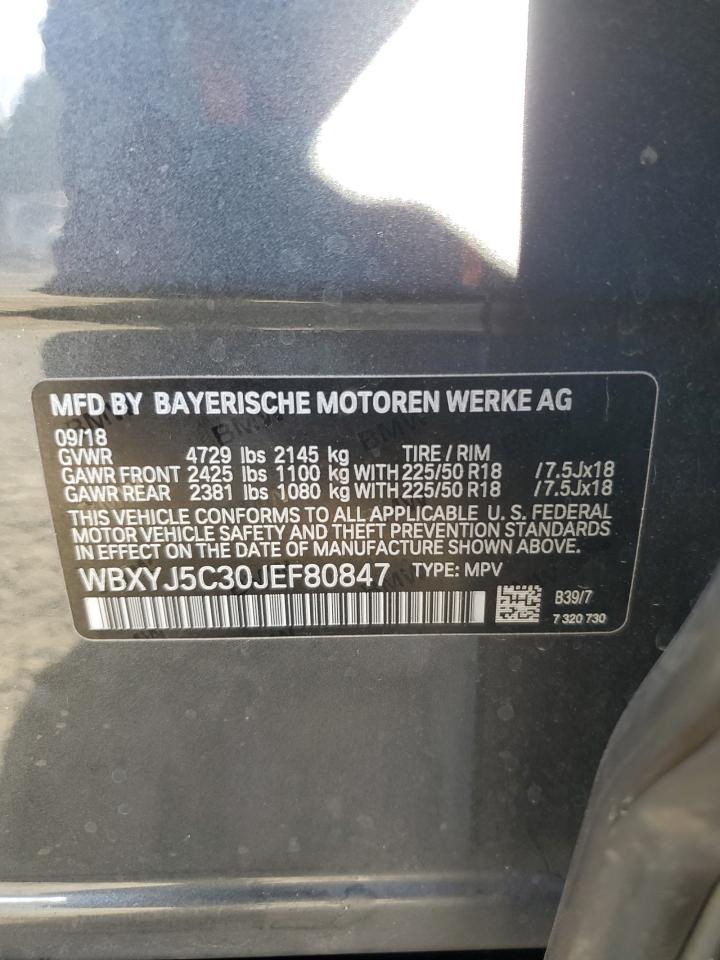 2018 BMW X2 VIN WBXYJ5C30JEF80847 Copart auction photo, front end damage thumbnail 13