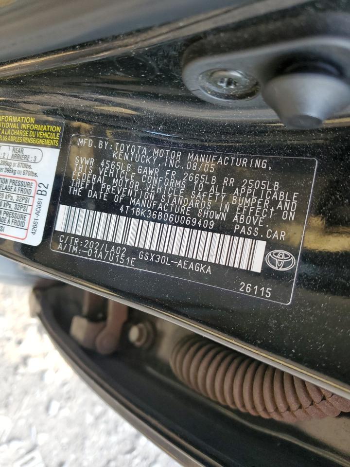 2006 Toyota Avalon VIN 4T1BK36B06U069409 Copart auction photo, front end / rear end damage thumbnail 12