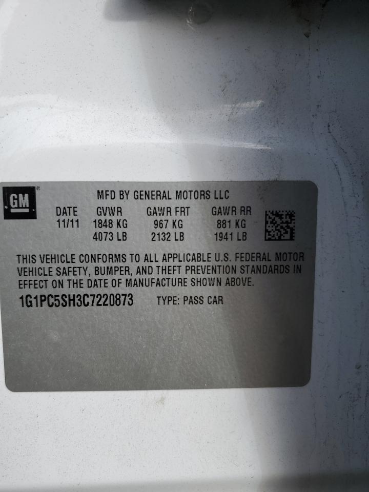 2012 Chevrolet Cruze VIN 1G1PC5SH3C7220873 Copart auction photo, rear end damage thumbnail 15