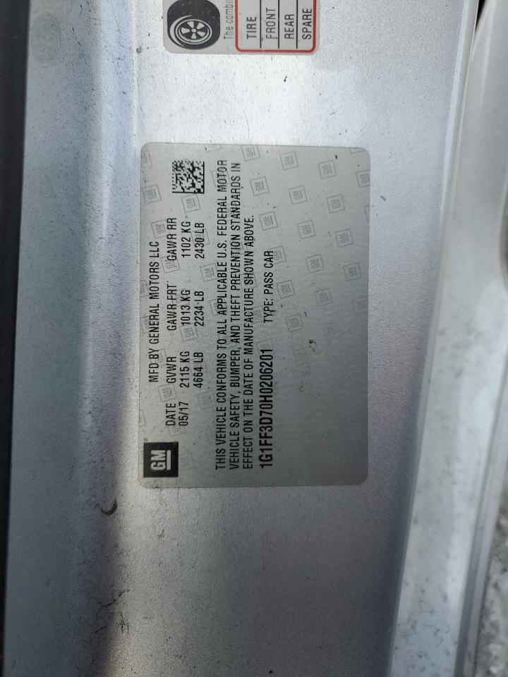2017 Chevrolet Camaro VIN 1G1FF3D70H0206201 Copart auction photo, all over / mechanical damage thumbnail 12