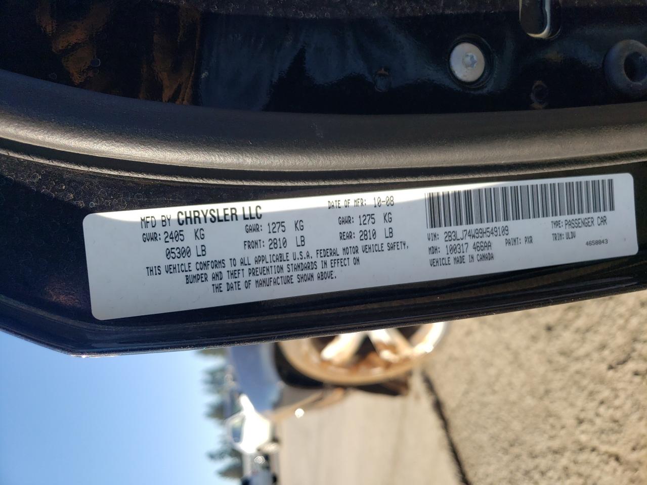 2009 Dodge Challenger VIN 2B3LJ74W99H549109 Copart auction photo, all over / undercarriage damage thumbnail 14