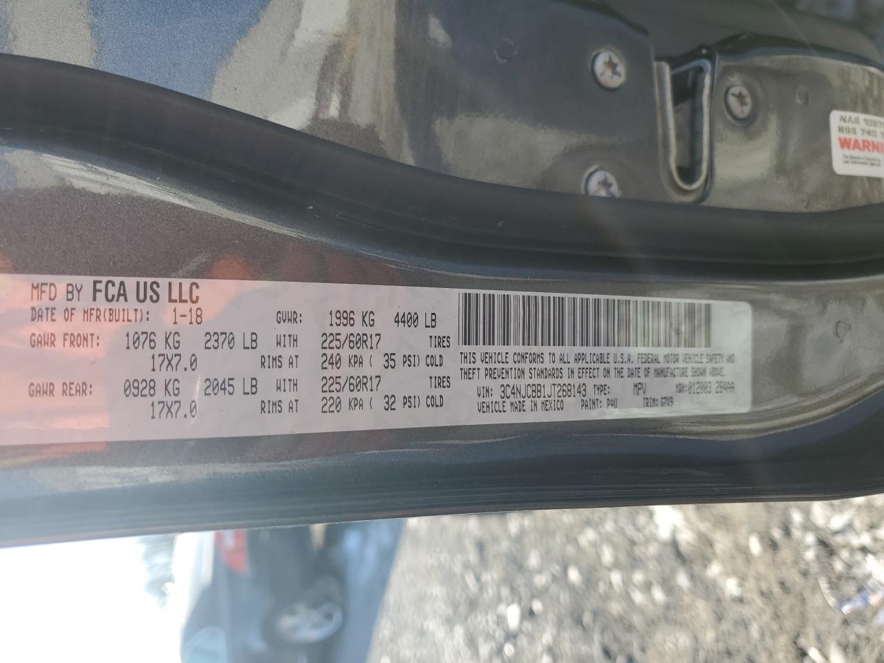 2018 Jeep Compass VIN 3C4NJCBB1JT268143 Copart auction photo, all over damage thumbnail 14