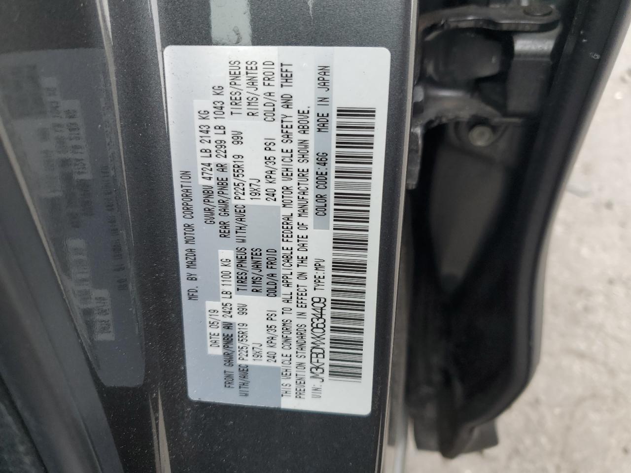 2019 Mazda CX-5 VIN JM3KFBDMXK0634409 Copart auction photo, front end damage thumbnail 13