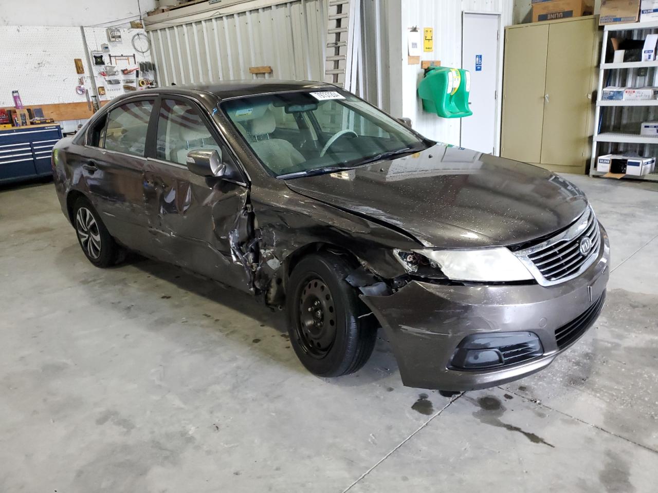 2009 KIA Optima VIN KNAGE228595332141 Copart auction photo, side damage thumbnail 4