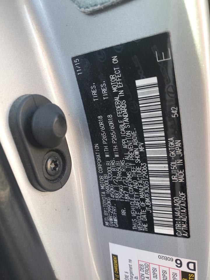2016 Lexus GX VIN JTJBM7FX3G5129063 Copart auction photo, all over damage thumbnail 16