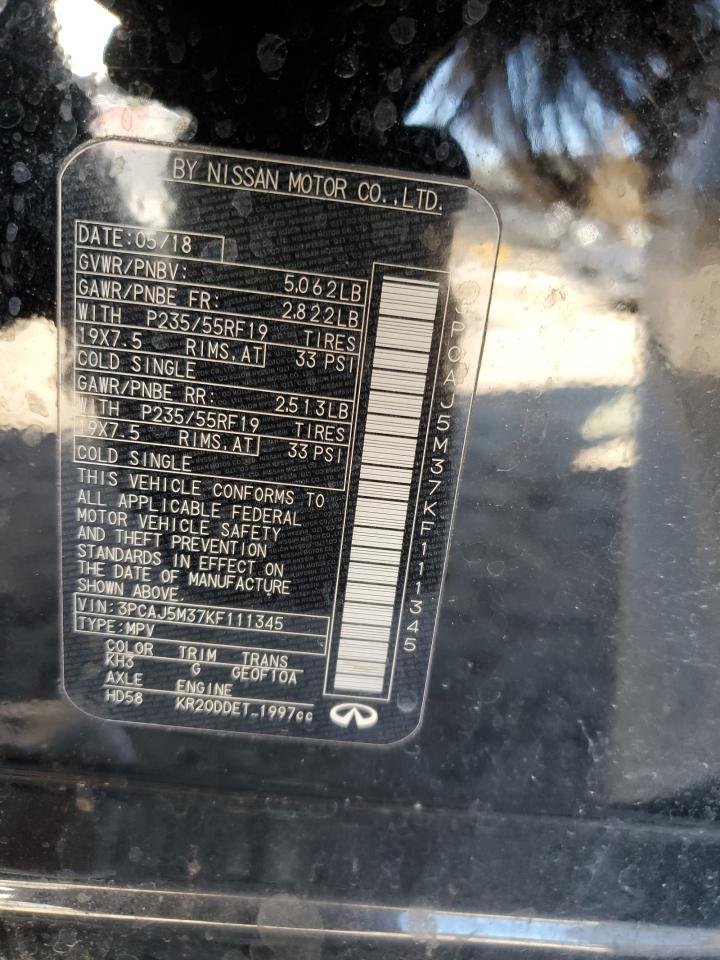 2019 Infiniti QX50 VIN 3PCAJ5M37KF111345 Copart auction photo, front end damage thumbnail 15