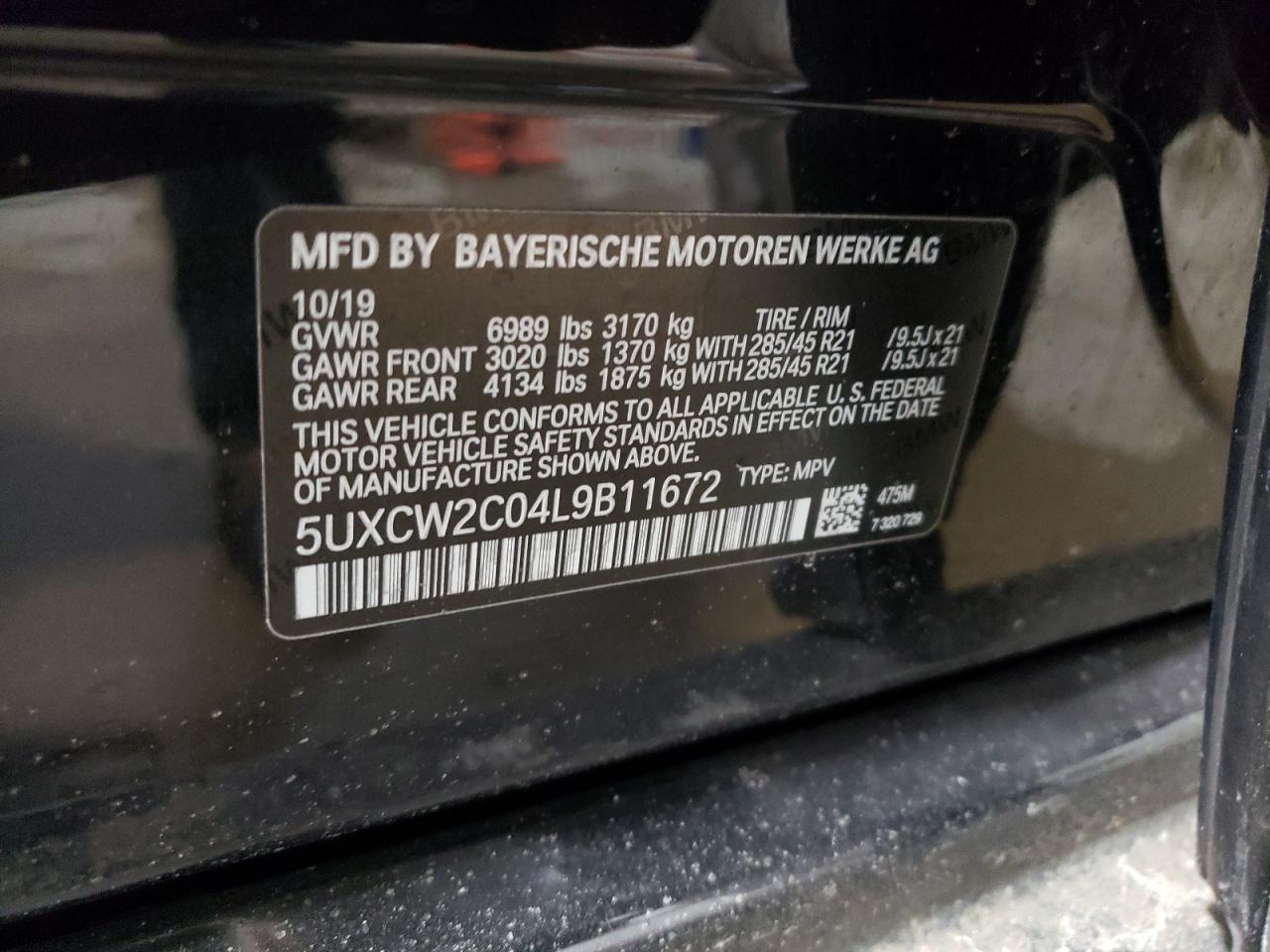 2020 BMW X7 VIN 5UXCW2C04L9B11672 Copart auction photo, undercarriage / front end damage thumbnail 13