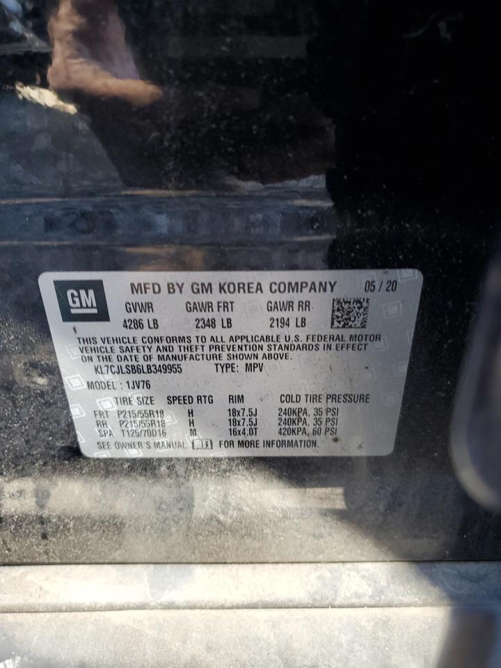 2020 Chevrolet Trax VIN KL7CJLSB6LB349955 Copart auction photo, front end damage thumbnail 16